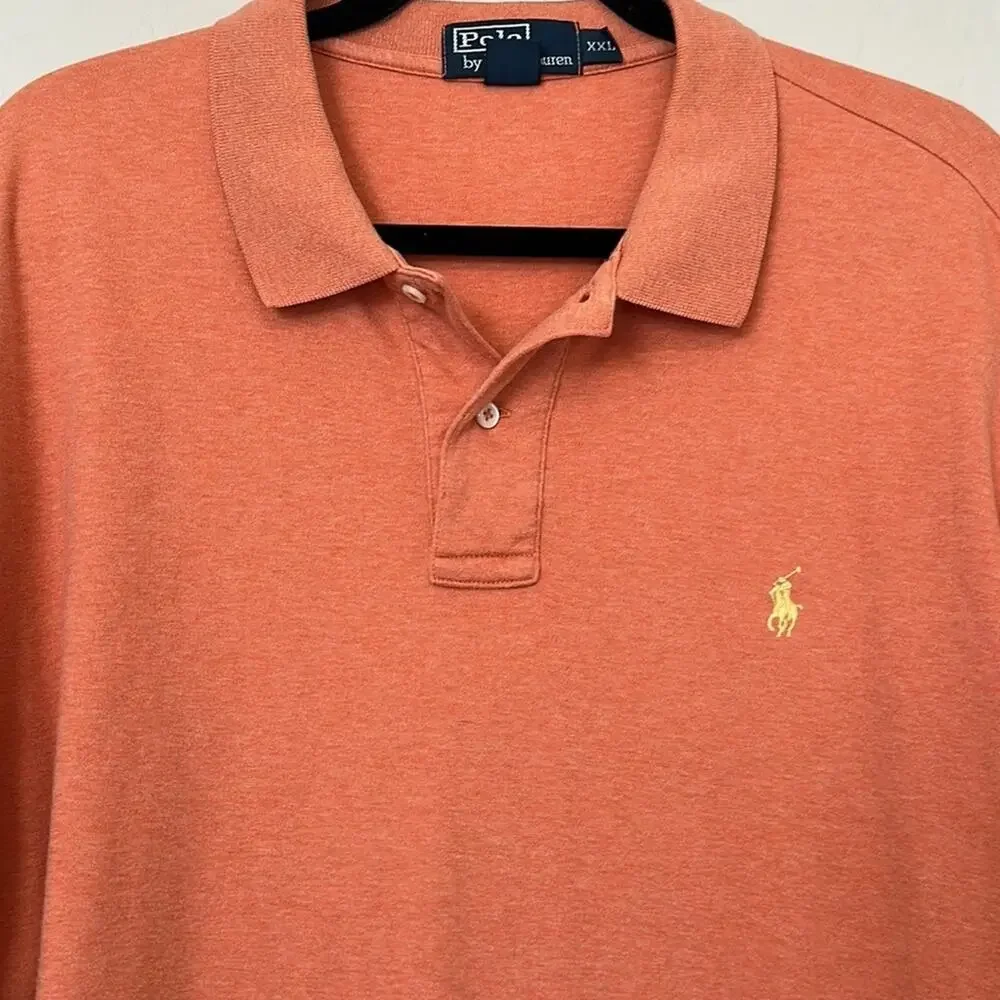 Polo By Ralph Lauren Men's Polo Shirt Orange Yellow Rugby Pony Size XXL